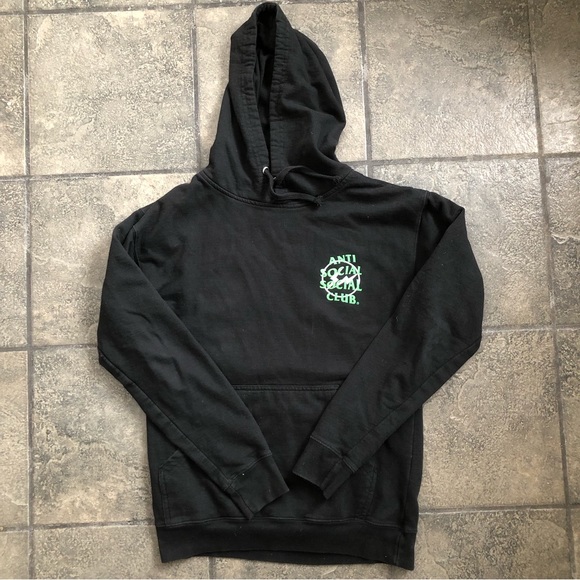 Anti Social Social Club x Fragment Whit Bolt Black Hoodie Sweatshirt Size Medium - Picture 1 of 9